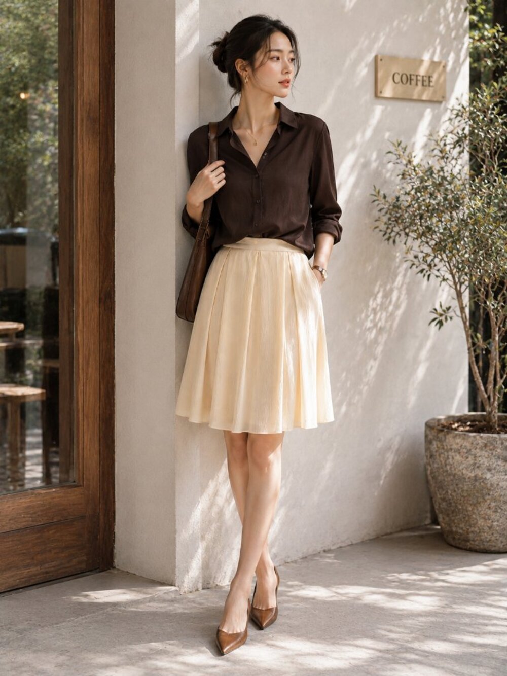 J.Crew 100% Silk Pleated Midi Skirt Double Layered Silk Size 8 Ivory Cream